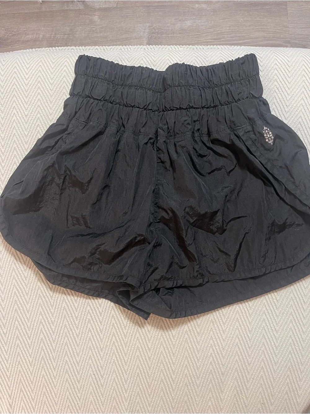 Free People Black Athletic Smocked Waist Shorts Medium FP movement